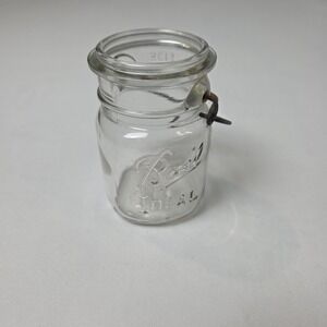 Ball Ideal Canning Jar Small Clear Vintage Wire Bail Glass Embossed Logo